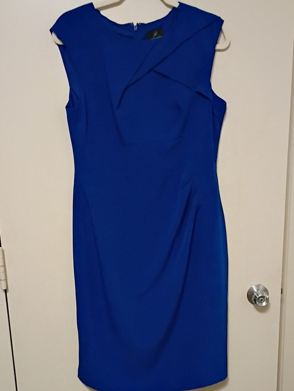 Adrianna Papell Cobalt Blue Cap-Sleeve Sheath Dress Size 12